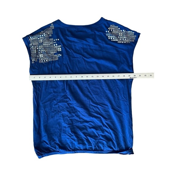 Seven7 Blouse Top Womens M Blue Sleeveless Crewneck Casual Cotton Activewear - Picture 5 of 6